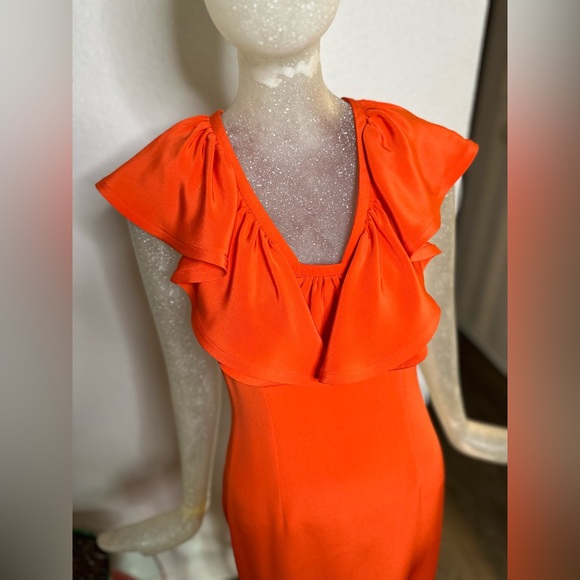 Jay Godfrey Orange Sleeveless Ruffle Collar Mini Dress. New With Tags! Size 4 - Picture 5 of 14